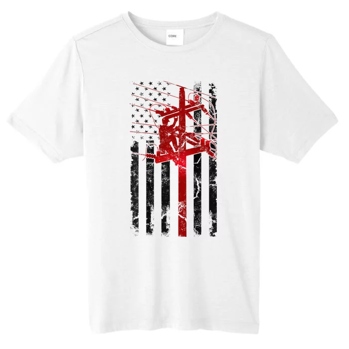 Lineman American Flag Electric Cable Lineworker ChromaSoft Performance T-Shirt