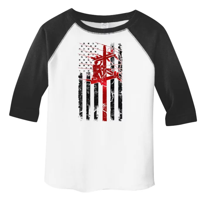 Lineman American Flag Electric Cable Lineworker Toddler Fine Jersey T-Shirt