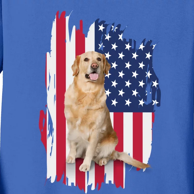 Labrador American Flag 4th Of July Patriotic Dog Cute Gift Kids Long Sleeve Shirt