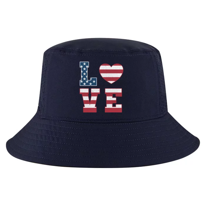 Love American Flag 4th Of July Patriotic American Women Cool Comfort Performance Bucket Hat