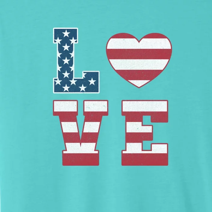 Love American Flag 4th Of July Patriotic American Women ChromaSoft Performance T-Shirt