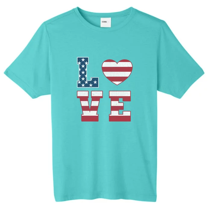 Love American Flag 4th Of July Patriotic American Women ChromaSoft Performance T-Shirt