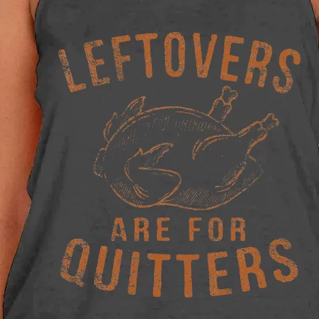 Leftovers Are For Quitters Thanksgiving Funny Turkey Leg Day Women's Knotted Racerback Tank