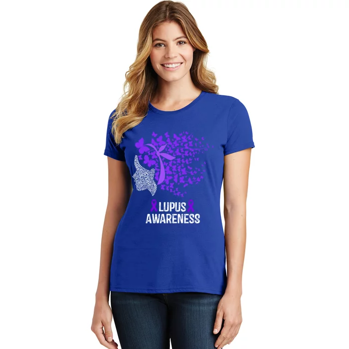 Lupus Awareness Funny Gift Lupus Purple Butterflies Gift Women's T-Shirt