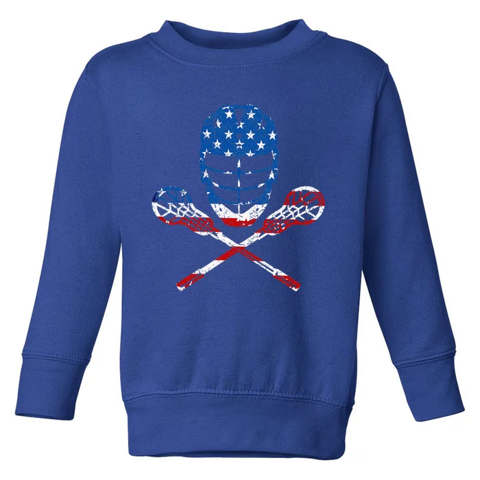 Lacrosse American Flag Lax Helmet Sticks Toddler Sweatshirt