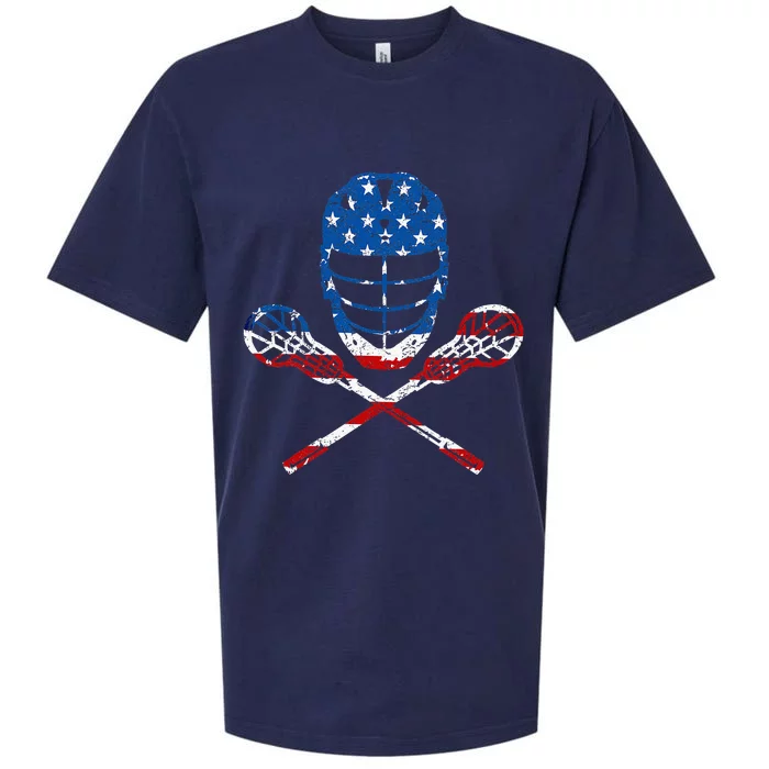 Lacrosse American Flag Lax Helmet Sticks Sueded Cloud Jersey T-Shirt