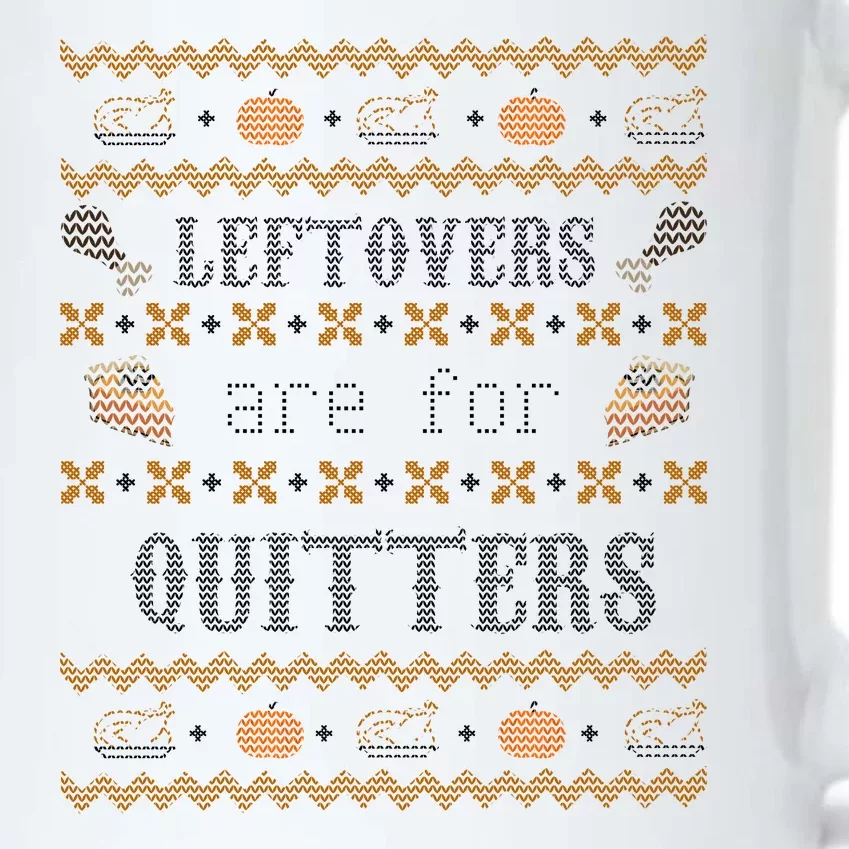 Leftovers Are For Quitters Ugly Thanksgiving Sweater Design Black Color Changing Mug