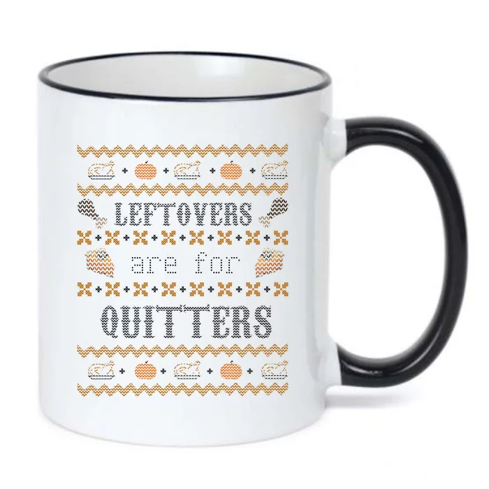 Leftovers Are For Quitters Ugly Thanksgiving Sweater Design Black Color Changing Mug