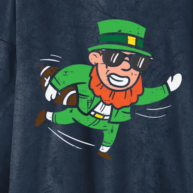 Leprechaun American Football St Patricks Day Gift Hooded Wearable Blanket