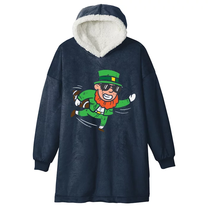 Leprechaun American Football St Patricks Day Gift Hooded Wearable Blanket