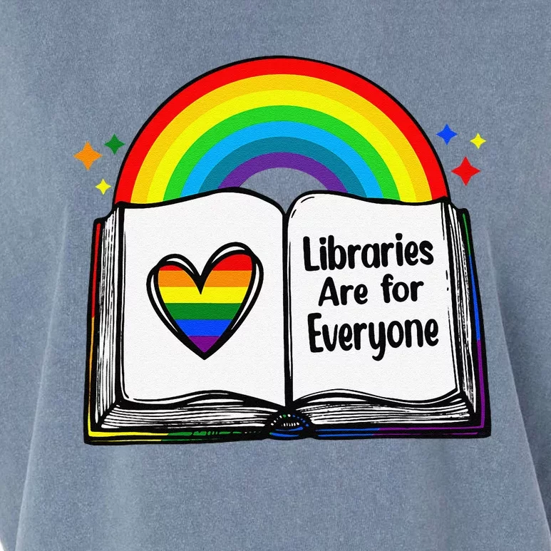 Libraries Are For Everyone Rainbow Lgbt Flag Librarian Garment-Dyed Women's Muscle Tee