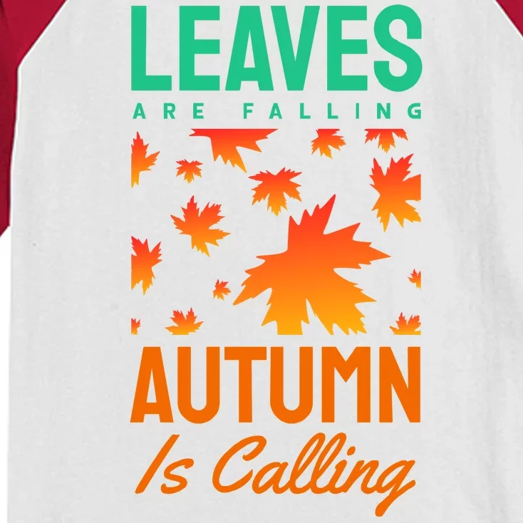 Leaves Are Falling Autumn Is Calling Kids Colorblock Raglan Jersey