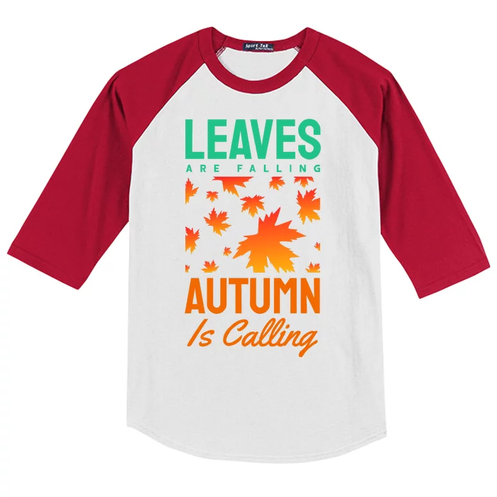 Leaves Are Falling Autumn Is Calling Kids Colorblock Raglan Jersey