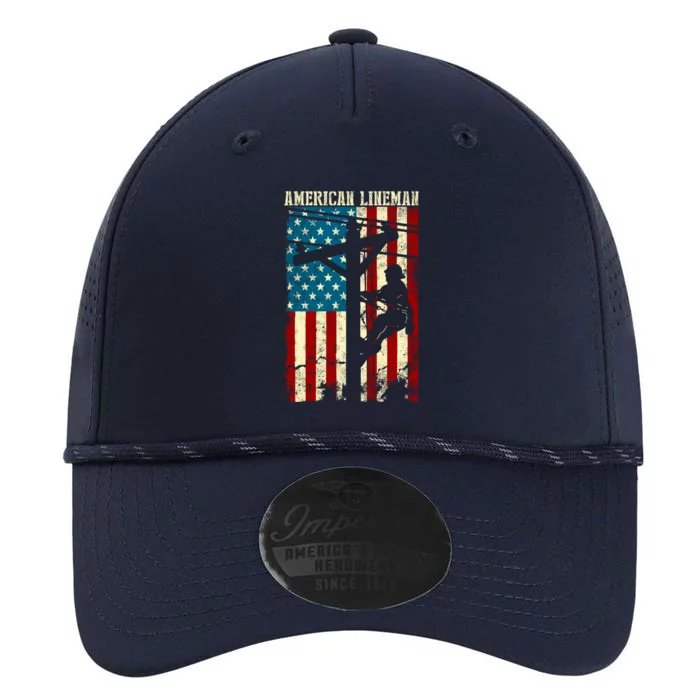 Lineman American flag Electric Cable gift Patriotic Lineman Performance The Dyno Cap