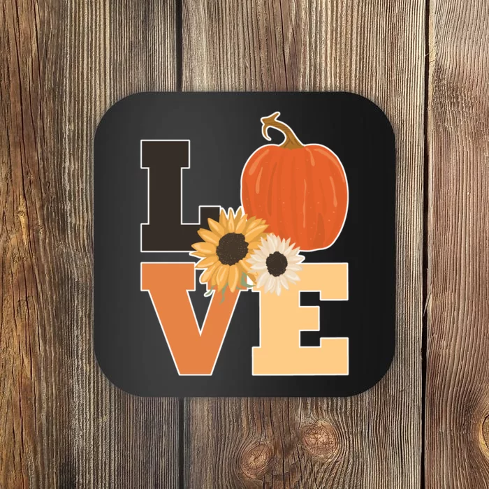 LOVE Autumn Floral Pumpkin Fall Season Coaster