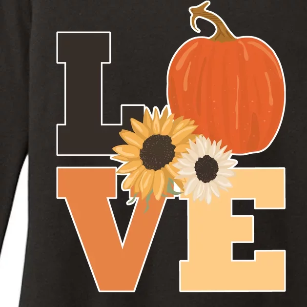 LOVE Autumn Floral Pumpkin Fall Season Womens CVC Long Sleeve Shirt