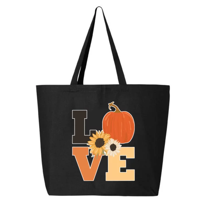 LOVE Autumn Floral Pumpkin Fall Season 25L Jumbo Tote