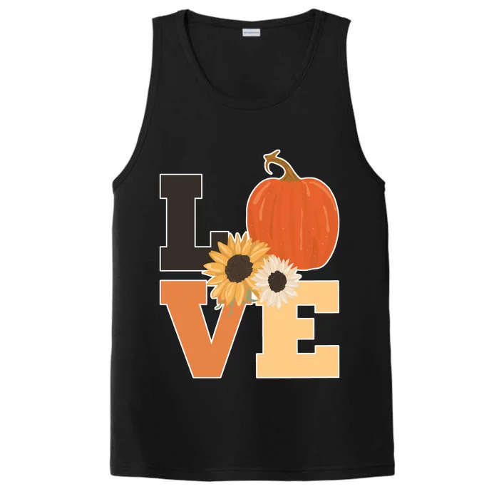 LOVE Autumn Floral Pumpkin Fall Season Performance Tank