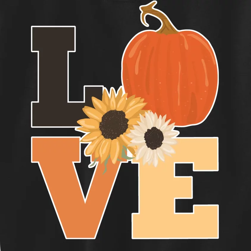 LOVE Autumn Floral Pumpkin Fall Season Kids Sweatshirt