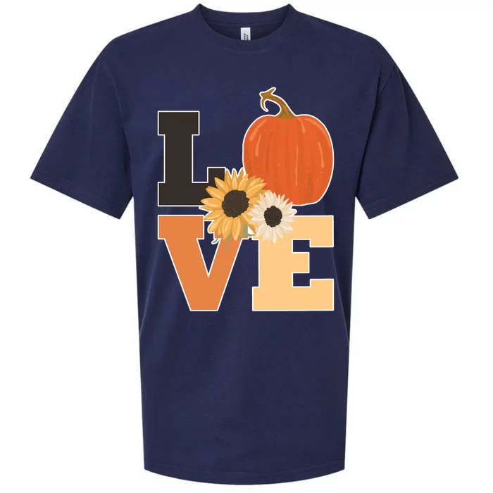 LOVE Autumn Floral Pumpkin Fall Season Sueded Cloud Jersey T-Shirt