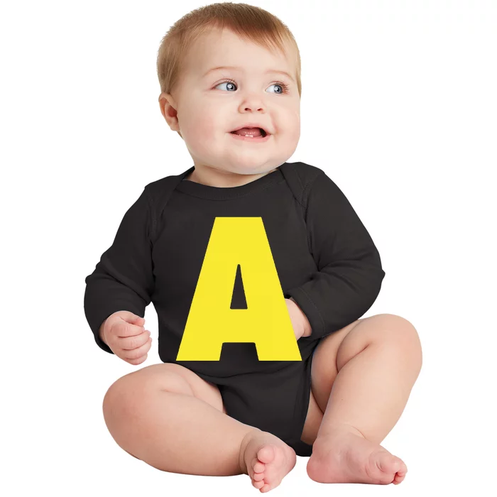 Letter A Funny Matching Halloween Costume Baby Long Sleeve Bodysuit