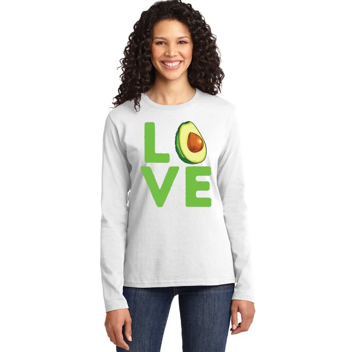 Love Avocado Gift Ladies Long Sleeve Shirt