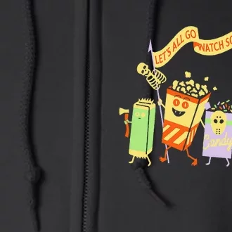 LetS All Go Watch Scary Movies Funny Popcoin Halloween Full Zip Hoodie