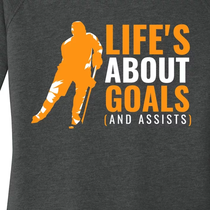 Life's About Goals Ice Hockey For Boys Ice Hockey Women's Perfect Tri Tunic Long Sleeve Shirt