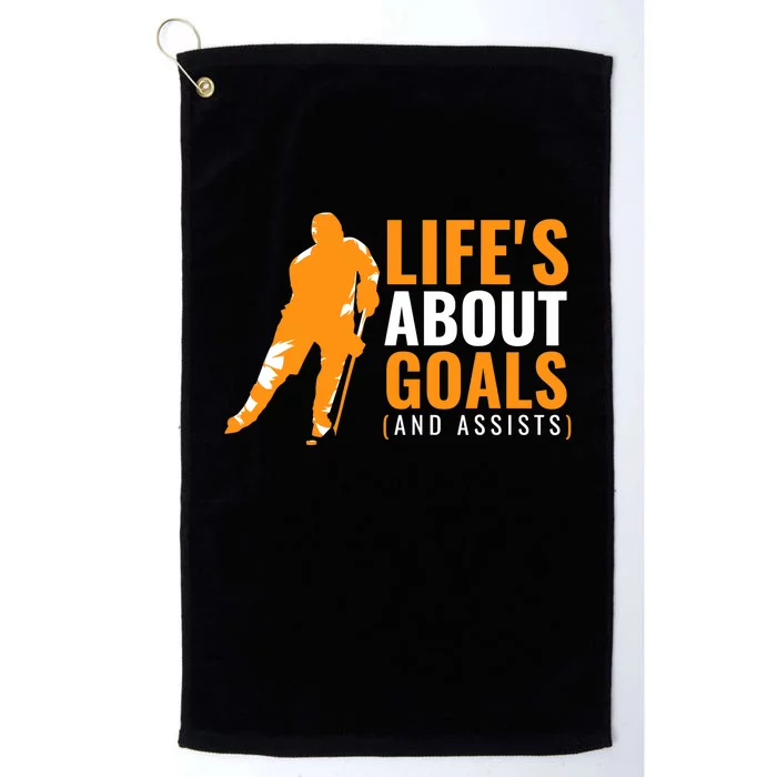 Life's About Goals Ice Hockey For Boys Ice Hockey Platinum Collection Golf Towel