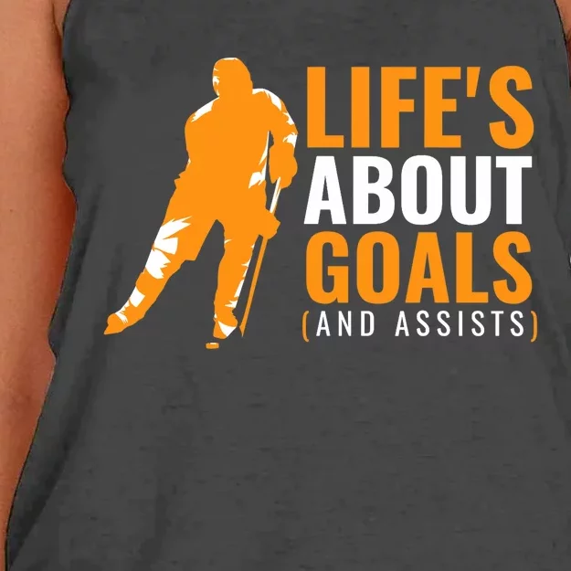 Life's About Goals Ice Hockey For Boys Ice Hockey Women's Knotted Racerback Tank