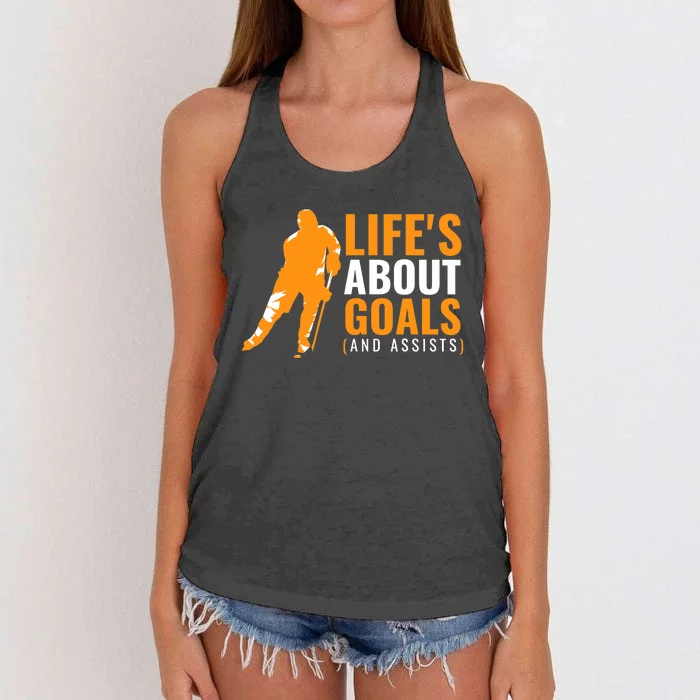 Life's About Goals Ice Hockey For Boys Ice Hockey Women's Knotted Racerback Tank