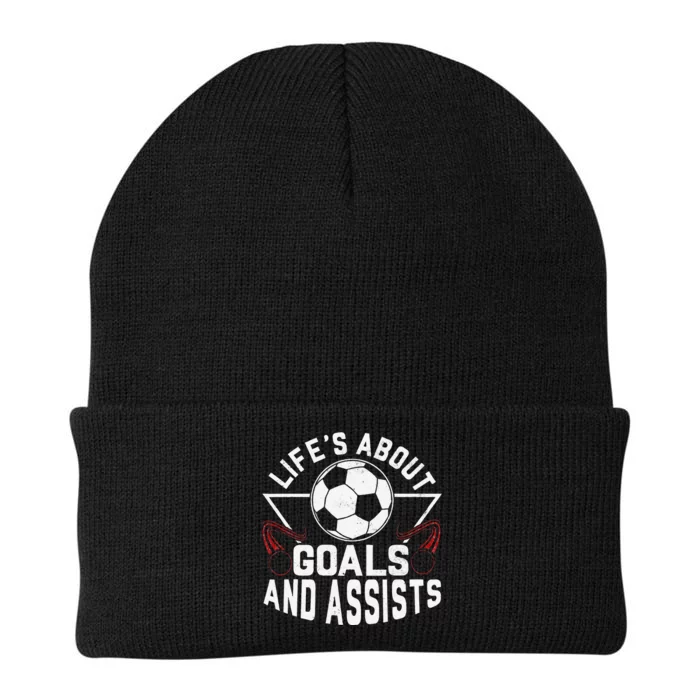 Life's About Goals Funny Soccer Player team Knit Cap Winter Beanie