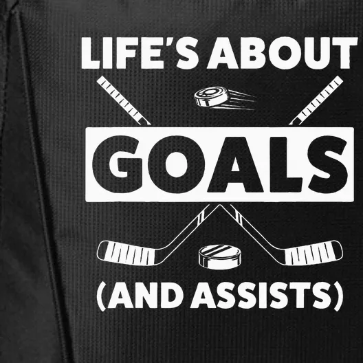 Lifes About Goals Assist Ice Hockey Sports Player City Backpack