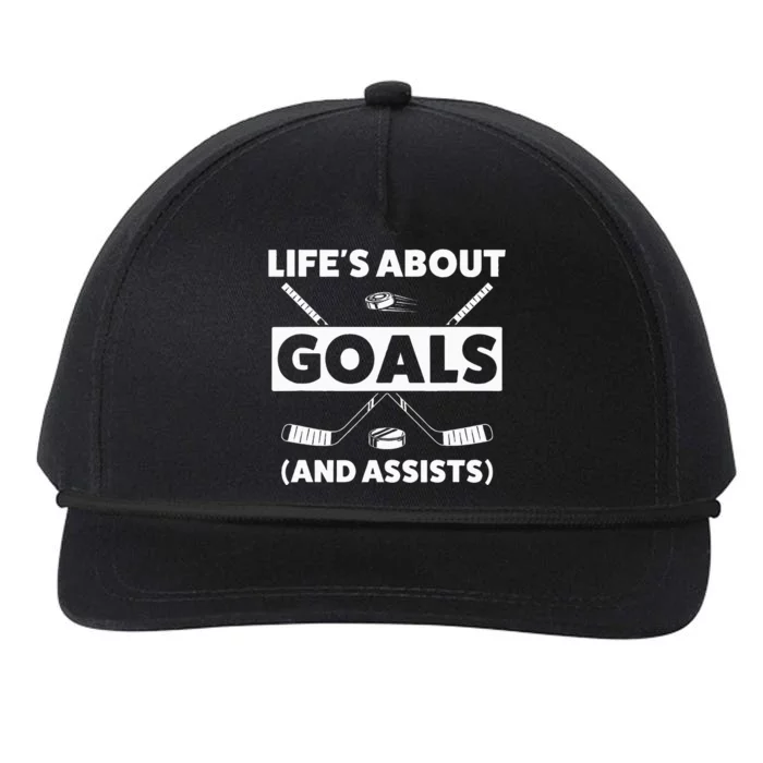 Lifes About Goals Assist Ice Hockey Sports Player Snapback Five-Panel Rope Hat