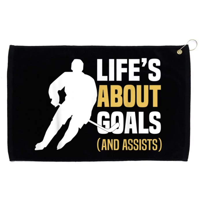 Lifes About Goals And Assists Ice Hockey Player Inspiring Grommeted Golf Towel