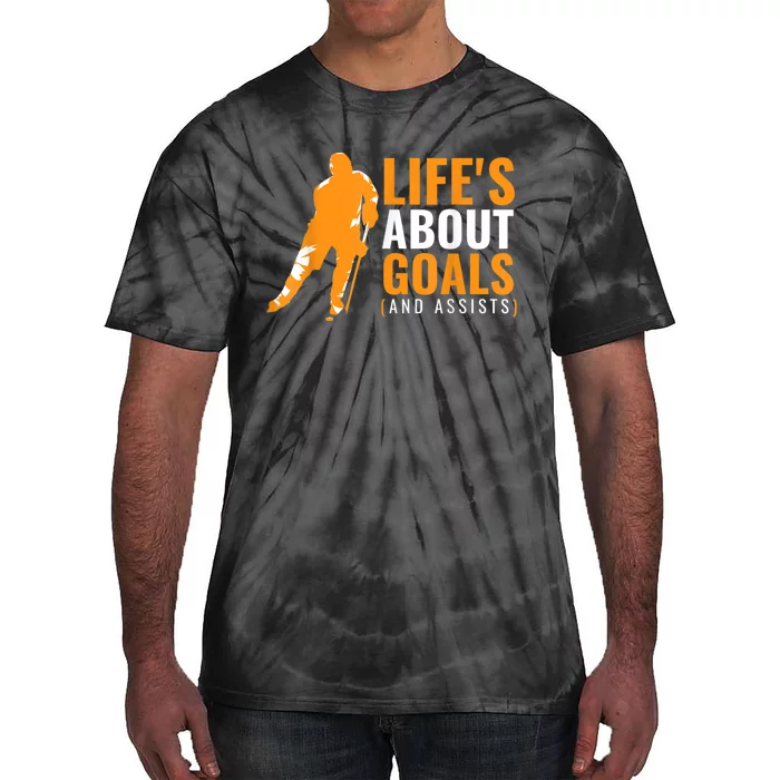 Lifes About Goals Ice Hockey For Boy Ice Hockey Tie-Dye T-Shirt