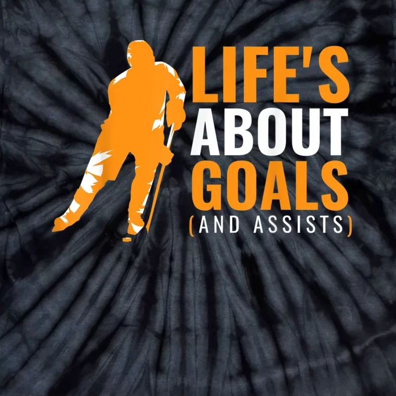 Lifes About Goals Ice Hockey For Boy Ice Hockey Tie-Dye T-Shirt