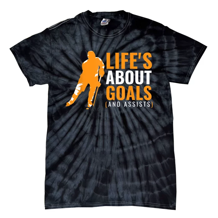 Lifes About Goals Ice Hockey For Boy Ice Hockey Tie-Dye T-Shirt