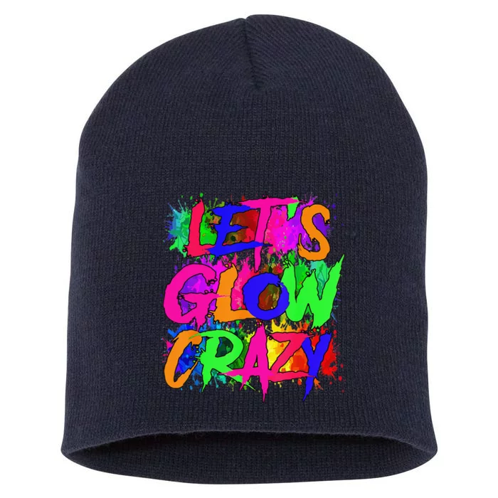 Lets A Glow Crazy Retro Colorful Tie Dye Short Acrylic Beanie