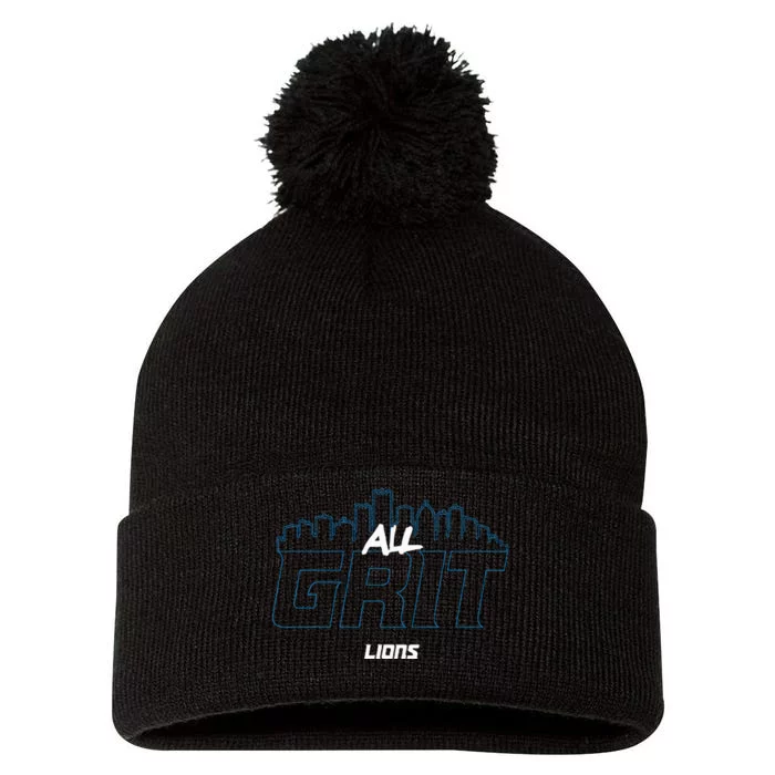 Lions All Grit Pom Pom 12in Knit Beanie