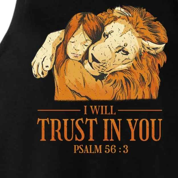 Lion And Girl I Will Trust In You Psalm 56 : 3 Ladies Tri-Blend Wicking Tank