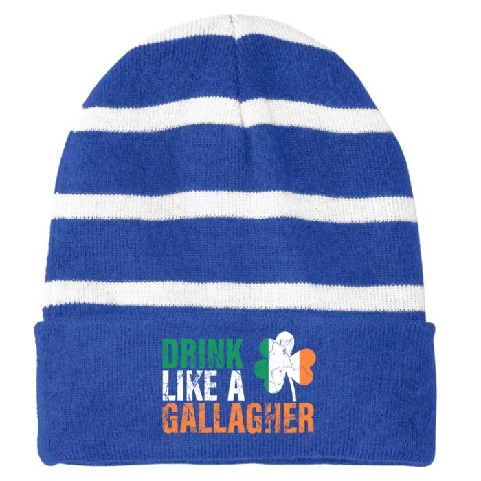 Like A Gallagher Funny Gift St Patricks Ing Jacket Striped Beanie with Solid Band