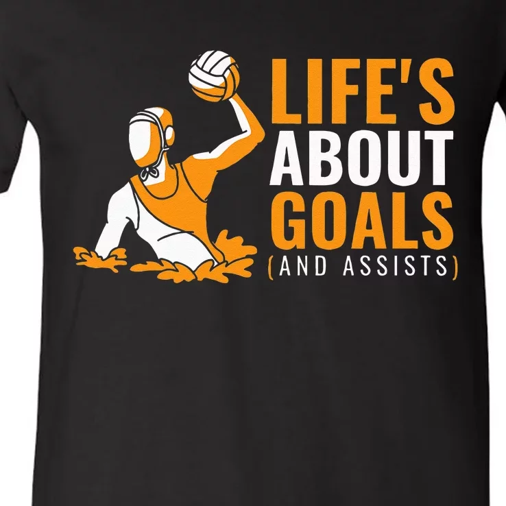 Life's About Goals Water Polo for Boy Water Polo V-Neck T-Shirt