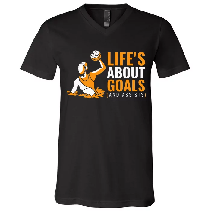 Life's About Goals Water Polo for Boy Water Polo V-Neck T-Shirt