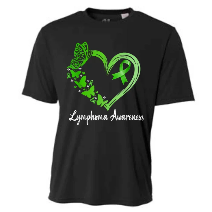 Lymphoma Awareness Green Ribbon Heart Lymphoma Warrior Cooling Performance Crew T-Shirt