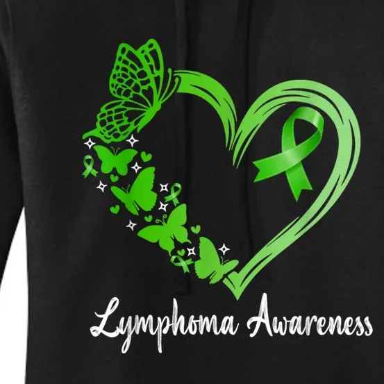 Lymphoma Awareness Green Ribbon Heart Lymphoma Warrior Women's Pullover Hoodie