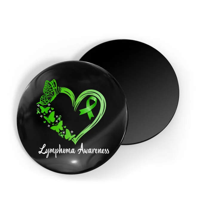 Lymphoma Awareness Green Ribbon Heart Lymphoma Warrior Magnet