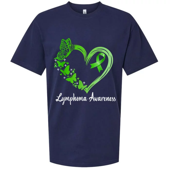 Lymphoma Awareness Green Ribbon Heart Lymphoma Warrior Sueded Cloud Jersey T-Shirt