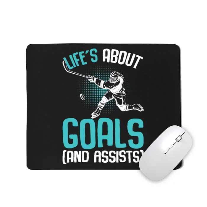 Life´s About Goals Hockey Player Ice Hockey Boy Mousepad