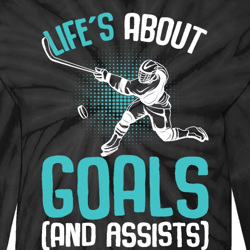 Life´s About Goals Hockey Player Ice Hockey Boy Tie-Dye Long Sleeve Shirt